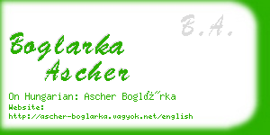 boglarka ascher business card